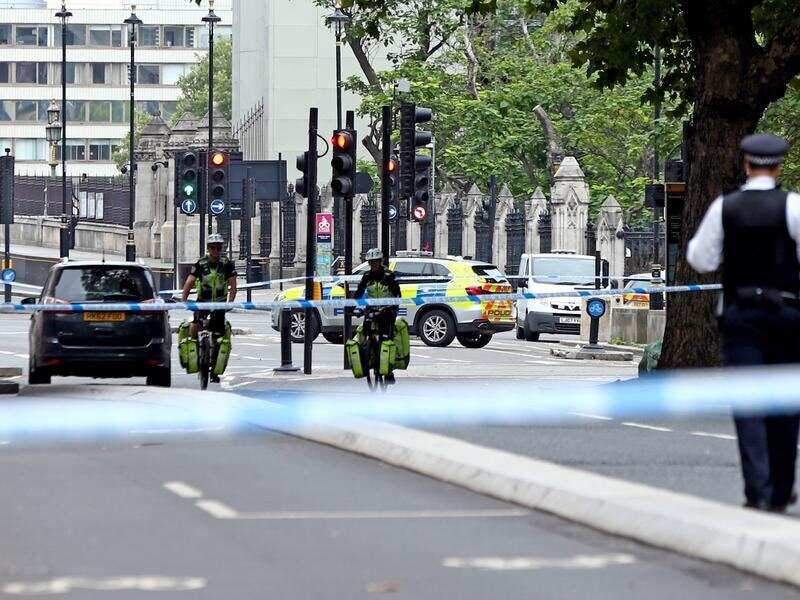 Police cordoned off streets near Britain's House of Parliament