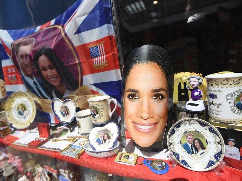 Royal wedding merchandise in Windsor.