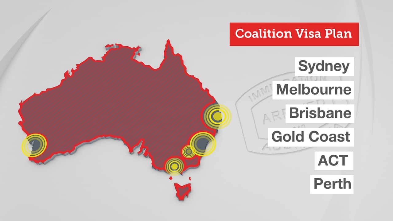 Migrants will be directed away from these cities under the government's plan.