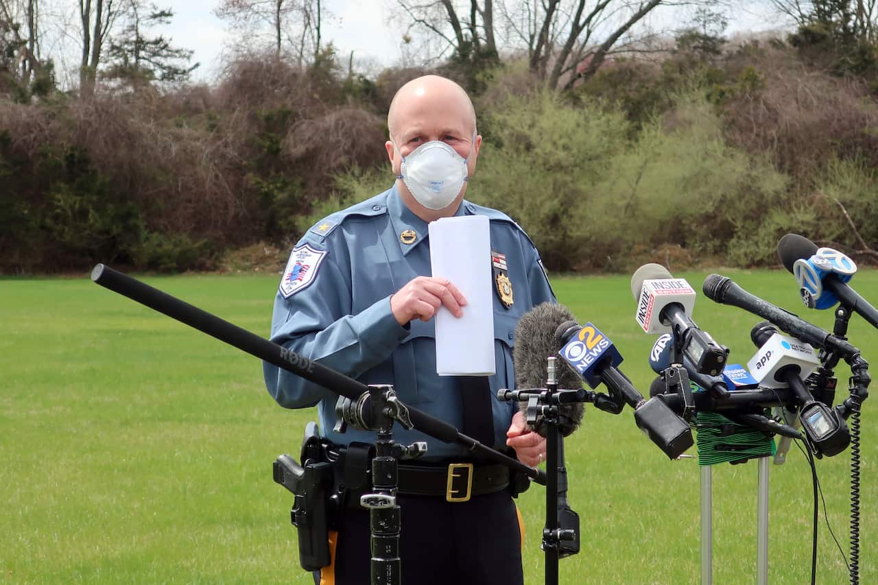 Andover Township Police Department Chief Eric Danielson briefs the media at Andover Subacute and Rehabilitation Center.