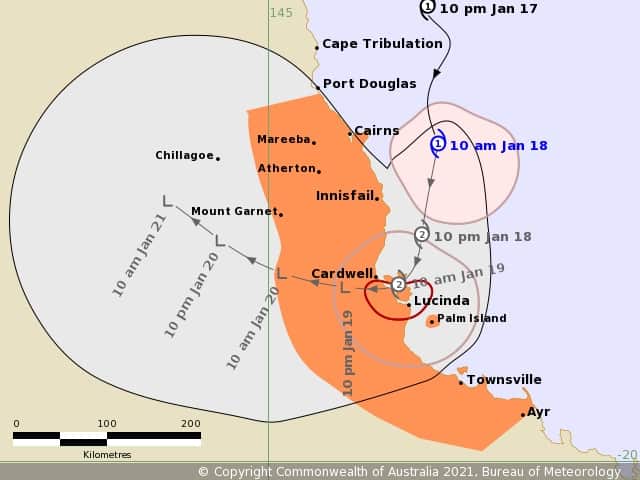 Previously Cyclone Kimi was expected to make landfall between Innisfail and Lucinda on Monday night or Tuesday morning. 