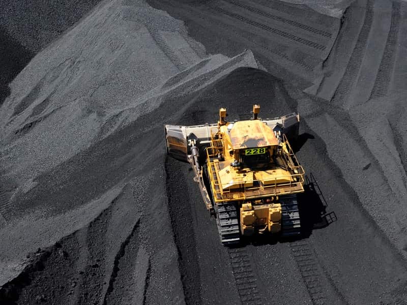 Coal is stockpiled before being loaded onto ships.