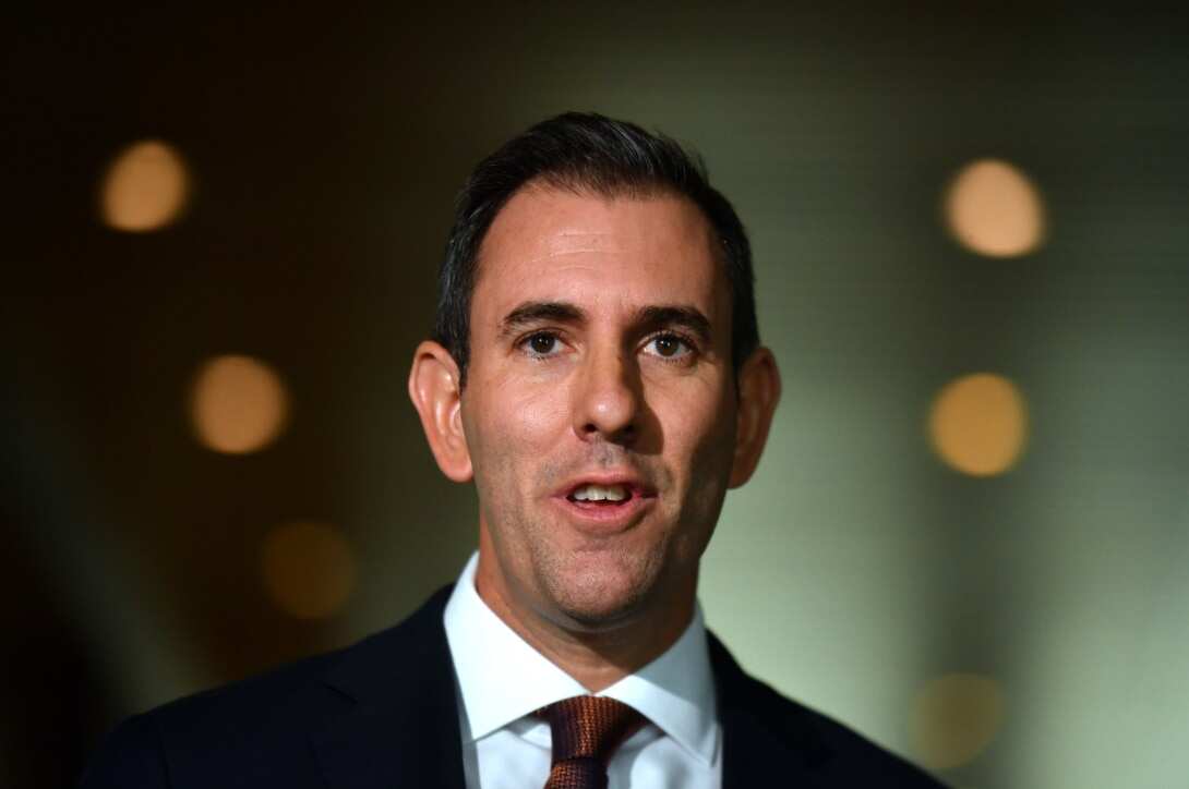 Jim Chamers at a press conference at Parliament House in Canberra, Thursday, May 14, 2020