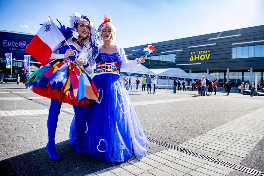 Eurovision fans gather in Rotterdam earlier this week. 