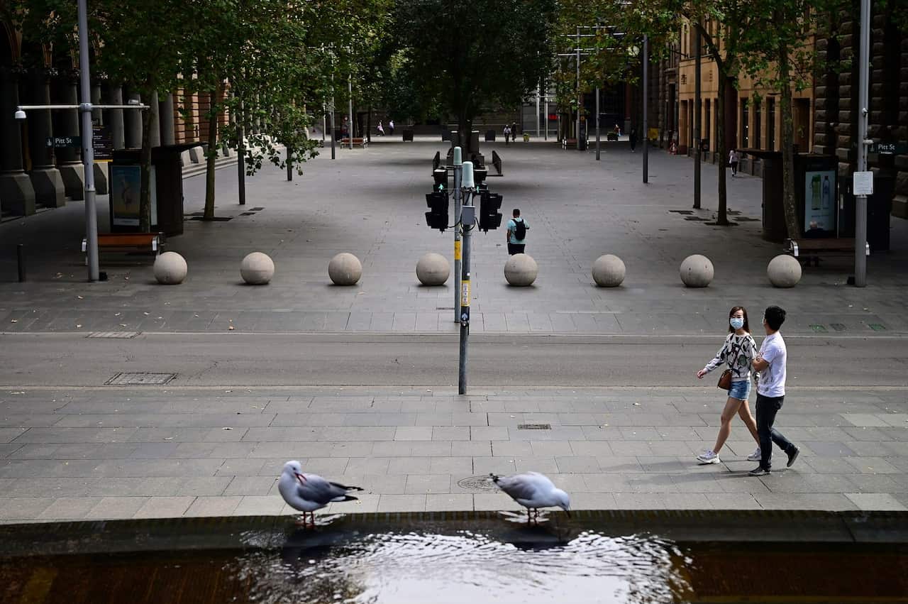 Martin Place in Sydney during lockdown in April
