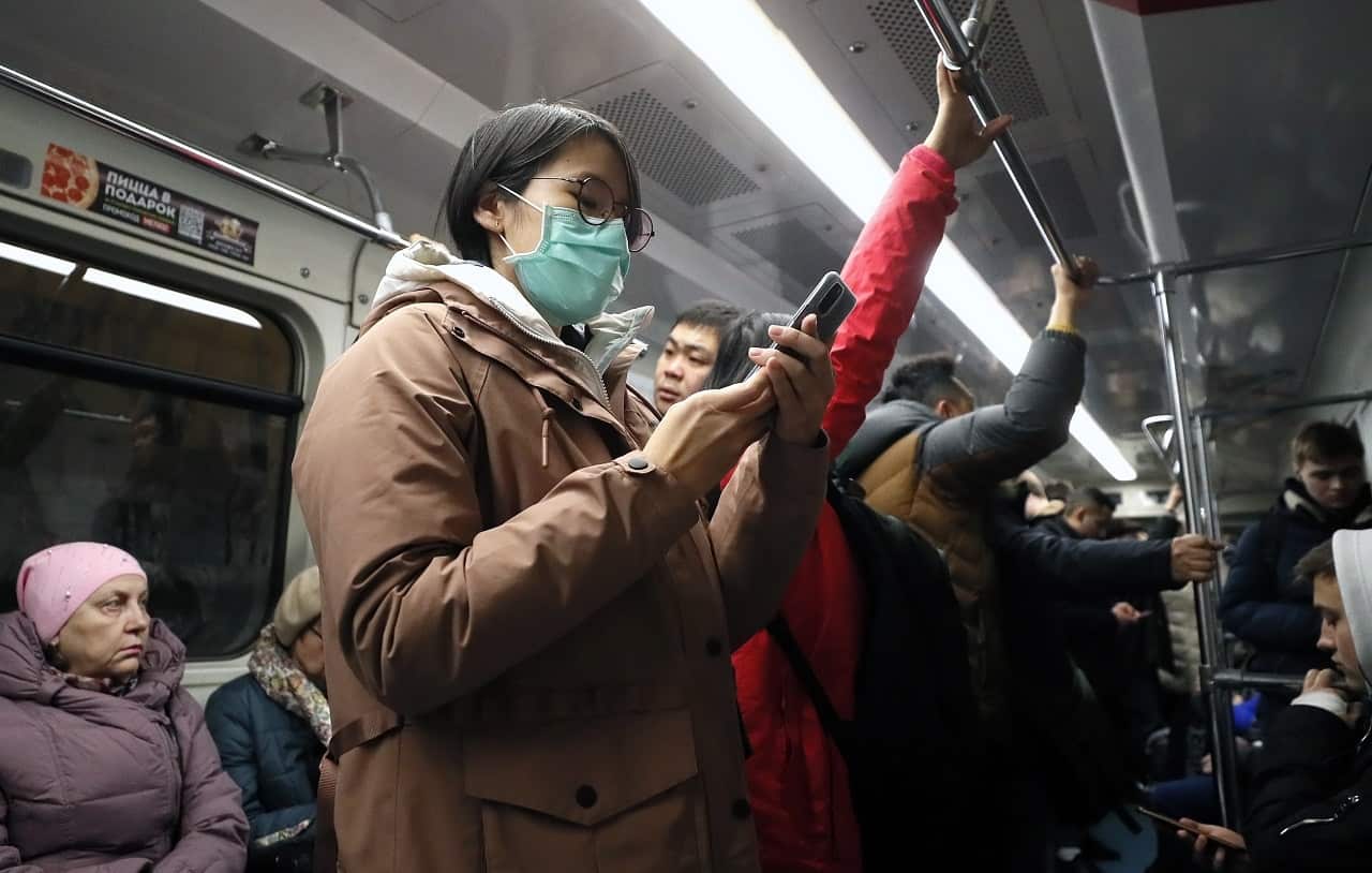 A tourist in Moscow's metro this week.