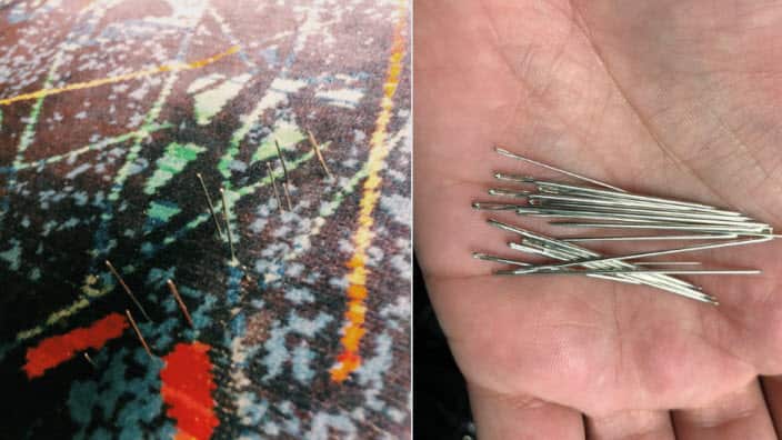 he man claimed the needles had been pushed under the surface of the seat.