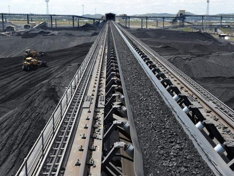 Coal is stockpiled before being loaded onto ship at Gladstone.