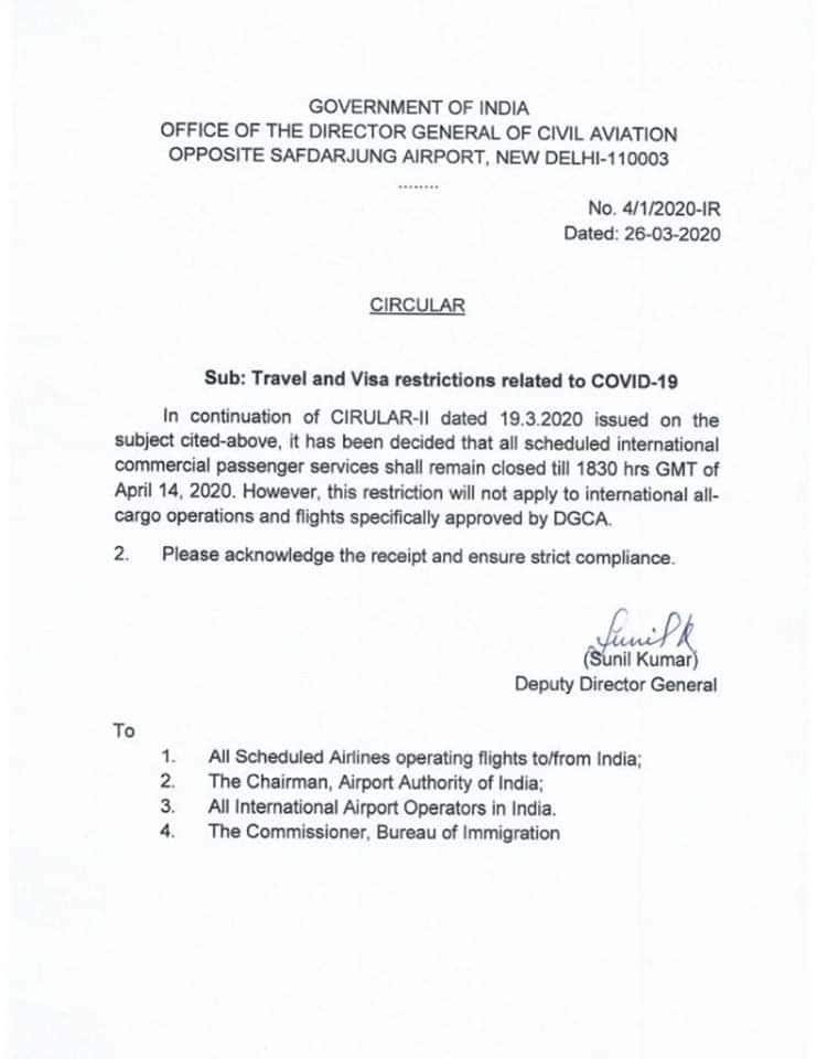 India extends flight ban
