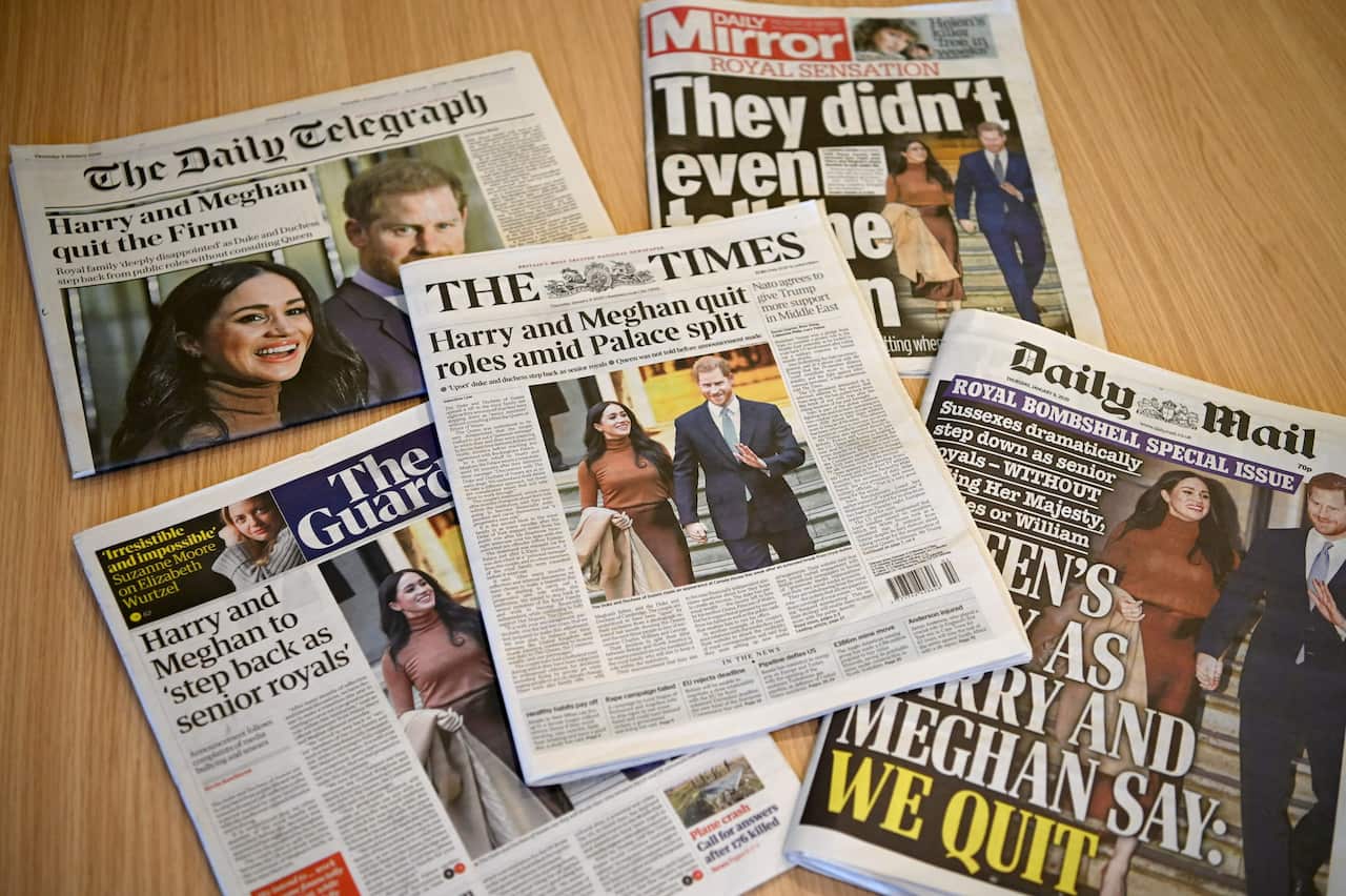 UK daily newspapers headlines reporting on the news that Prince Harry and his wife Meghan plan to step back as 'senior' members of the Royal Family.