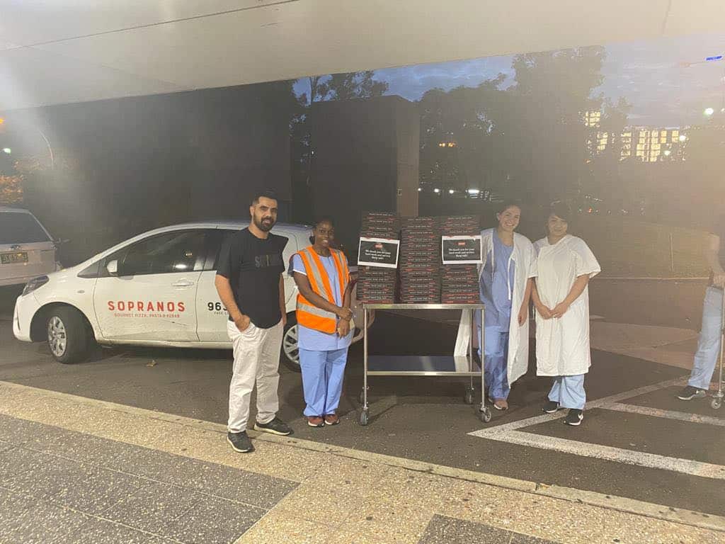 Abdul Amiri, delivering pizza to Westmead hospital health workers