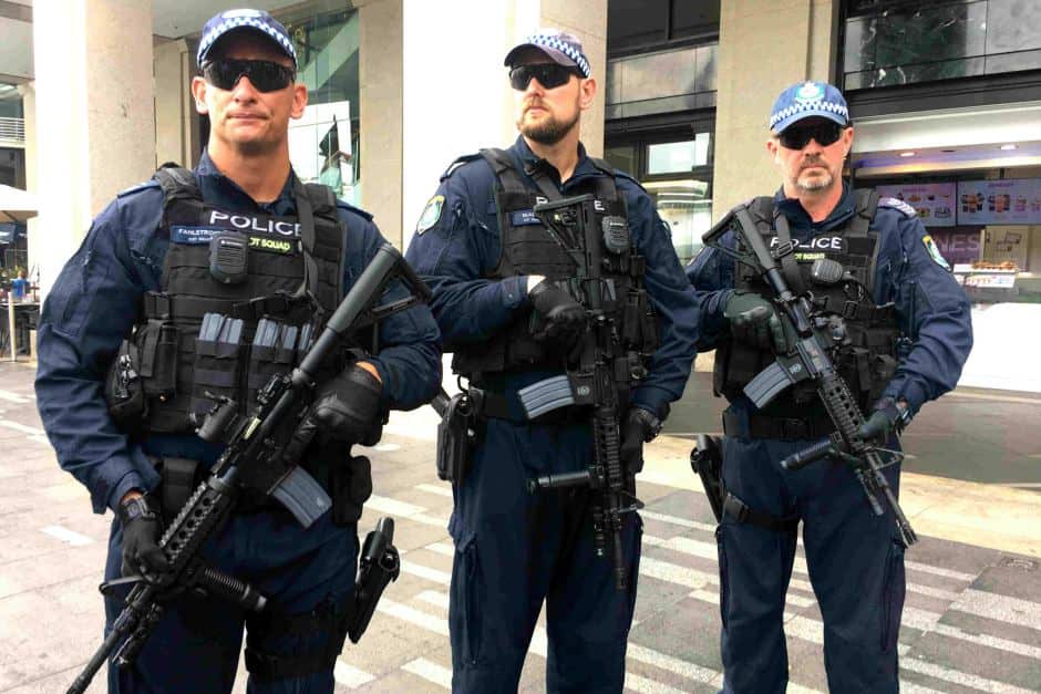 Police holding the new Colt M4 Carbine rifles