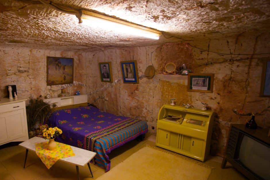 An underground home in Coober Pedy, where many residents live in 'dug-outs' to avoid the heat. 