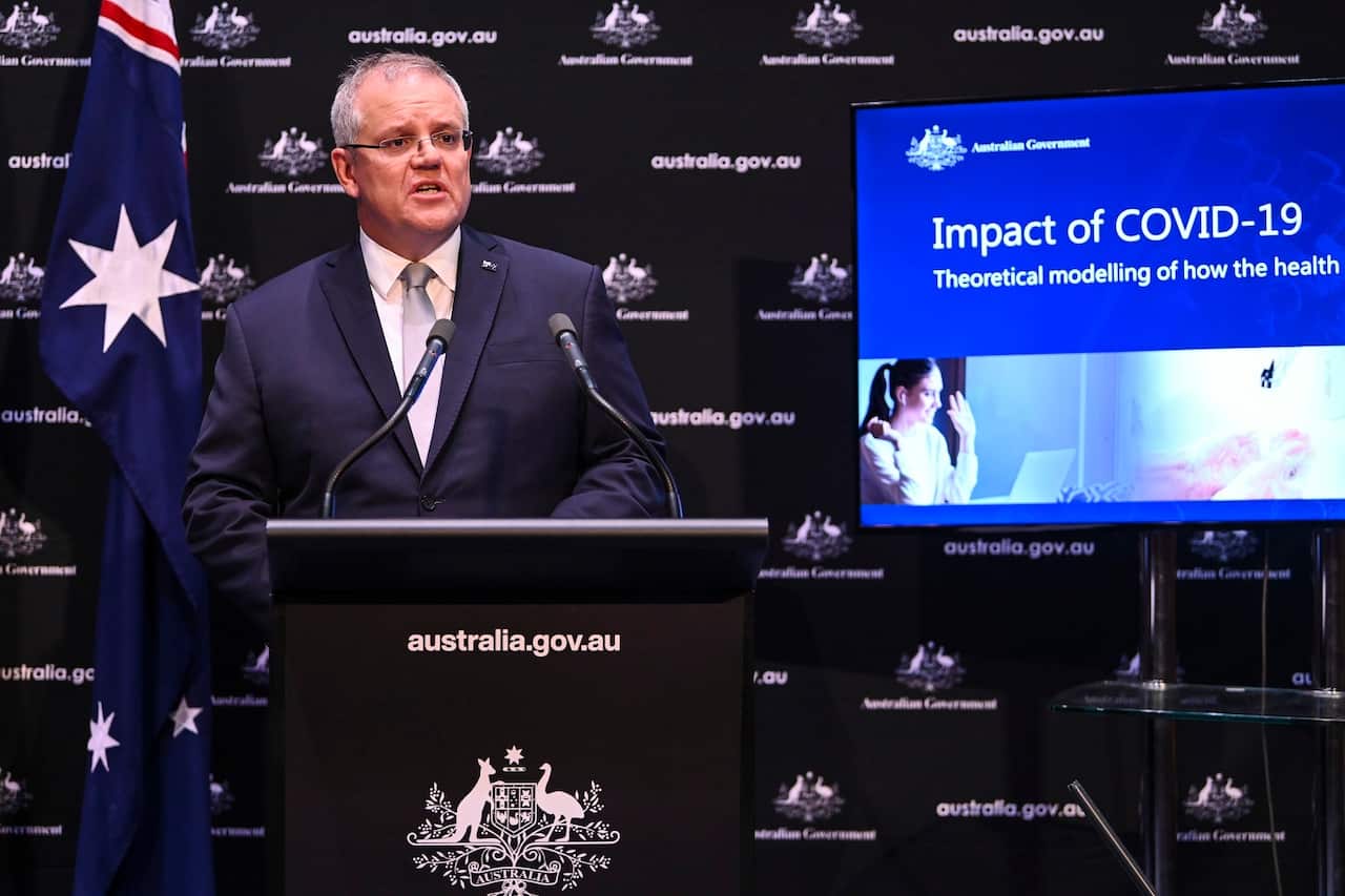 Australian Prime Minister Scott Morrison says the government's coronavirus modelling "proves up the theory of flattening the curve".