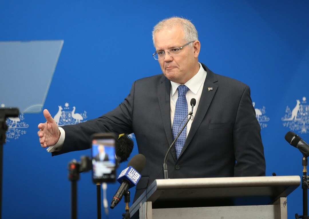 Australian Prime Minister Scott Morrison announces the government's climate package at a function in Melbourne, Monday, February 25, 2019. (AAP Image/David Crosling) NO ARCHIVING