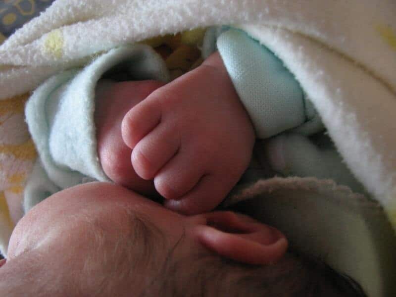 A baby is pictured in Brisbane