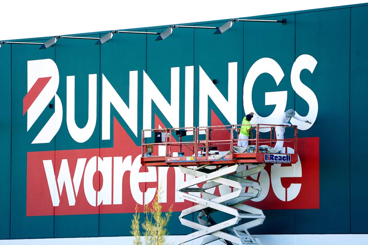 A Bunnings Hardware store is painted at Burleigh Heads on the Gold Coast.