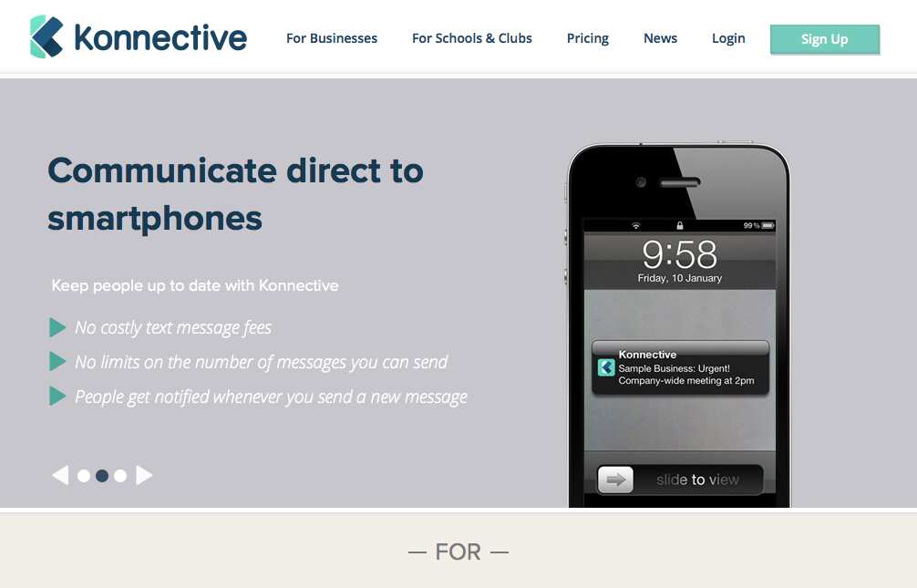 The Konnective app is a secure broadcast service with inbuilt features like a calendar.