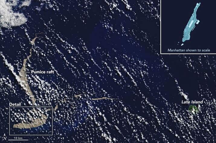 NASA’s Terra satellite detected the mass of floating rock on 9 August.