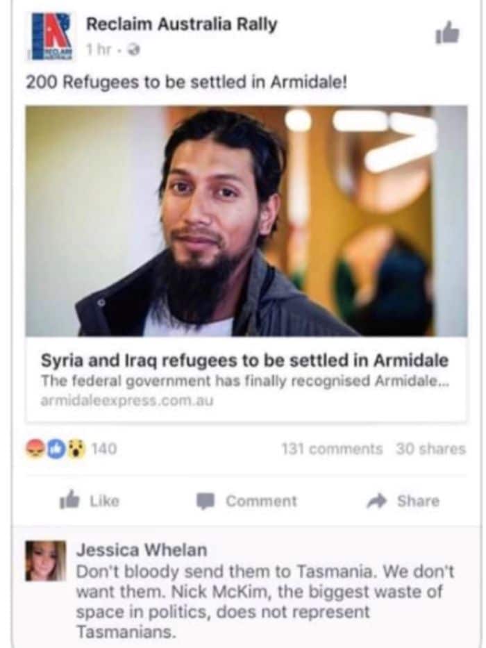 Other anti-Muslim Facebook posts have since emerged connected to a now deleted Jessica Whelan account.