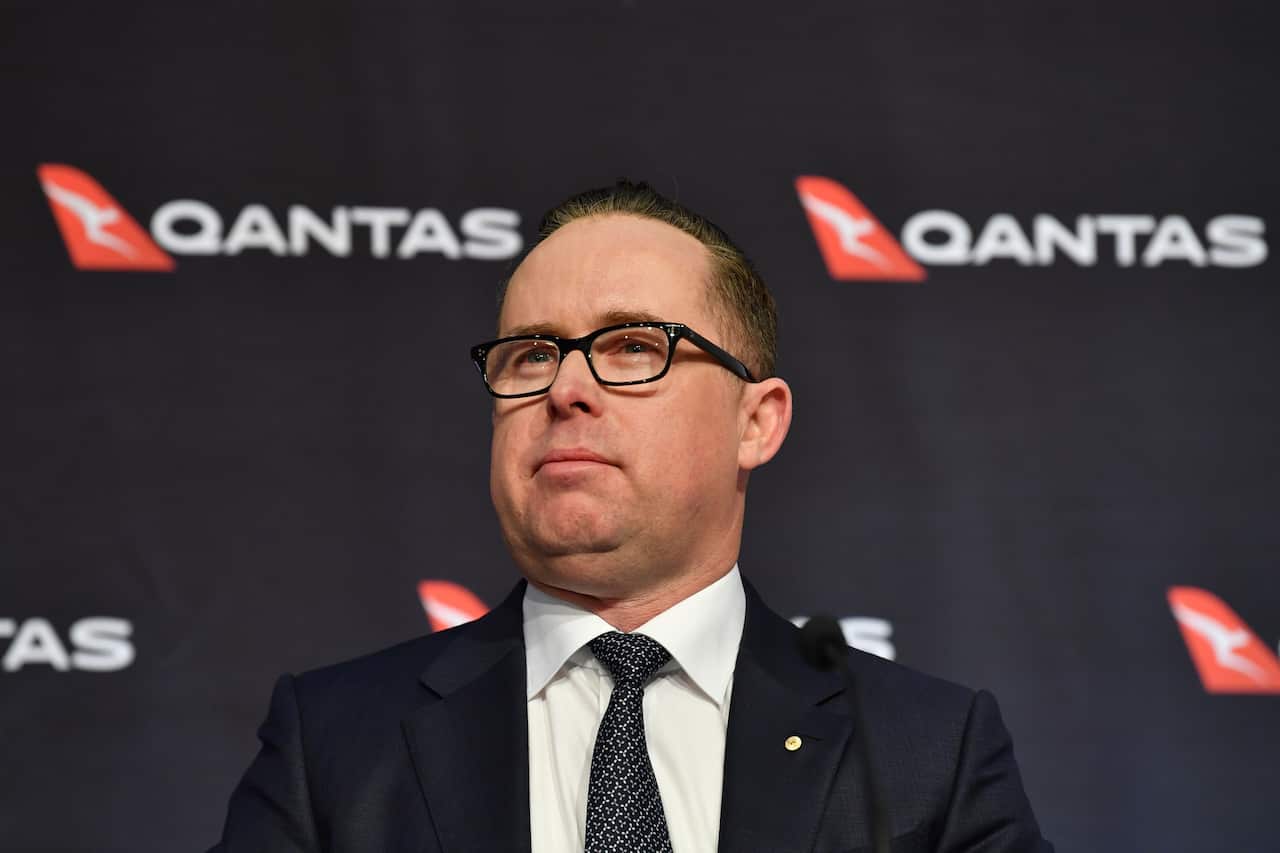 Qantas Group Chief Executive Officer Alan Joyce press conference following a results announcement in Sydney.
