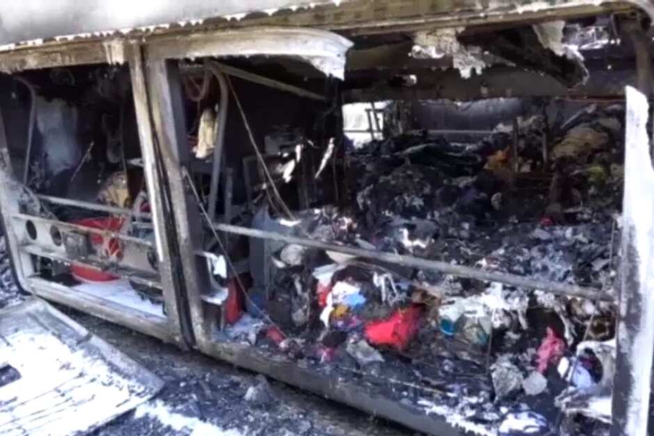 Burnt bus in Turkey