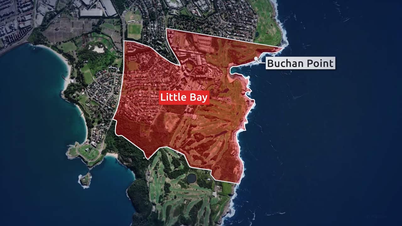 A map showing where Sydney's first fatal shark attack in decades occured