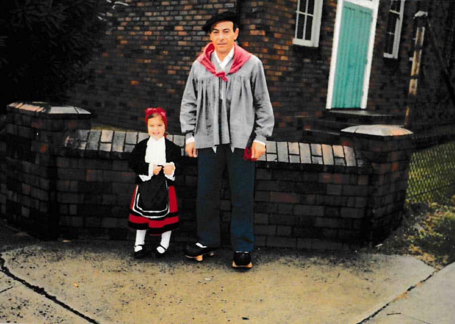 Natalia and her father Julian wear traditional Spanish garb