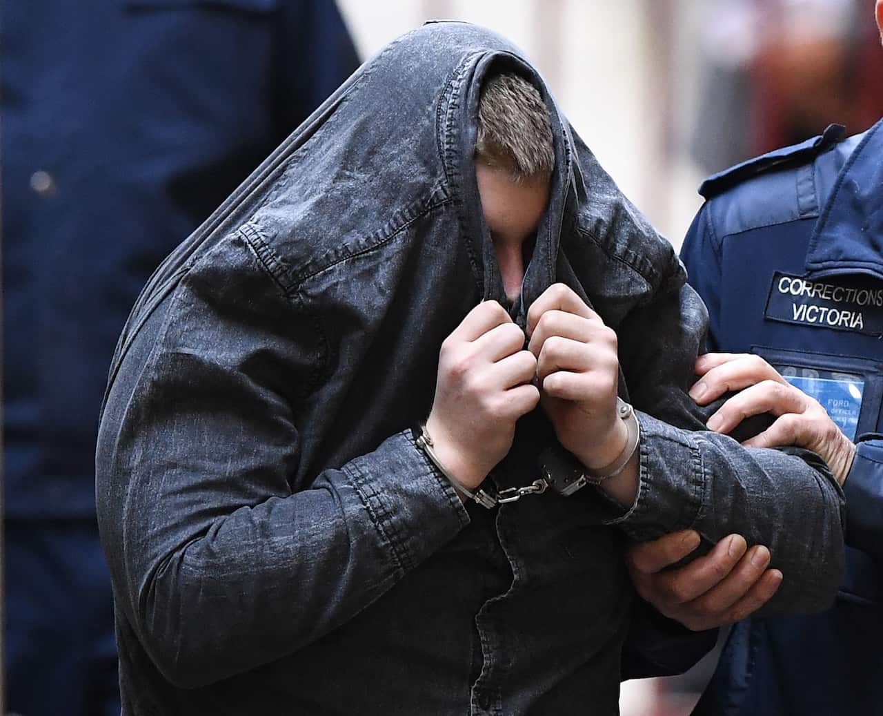 Jaymes Todd is led into the Supreme Court of Victoria in Melbourne, Monday, September 2, 2019. Jaymes Todd is set to be sentenced for the rape and murder of aspiring comedian Eurydice Dixon in a Melbourne park. (AAP Image/Julian Smith) NO ARCHIVING