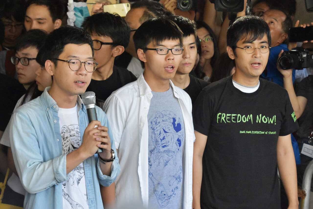 Nathan Law, Joshua Wong (centre) and Alex Chow