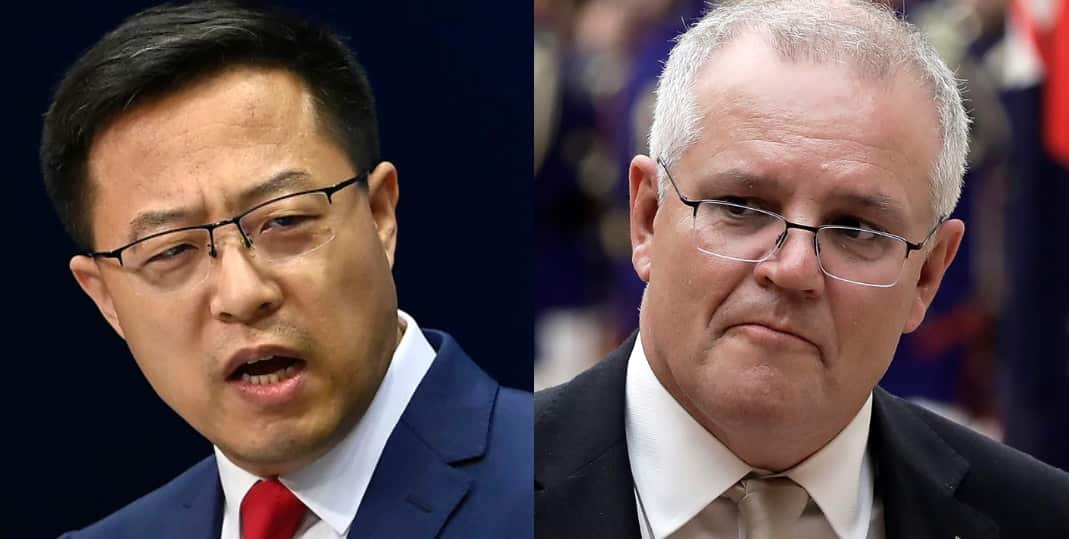 Prime Minister Scott Morrison expressed his outrage after Chinese government spokesman Zhao Lijian shared the fake photo on Twitter. 