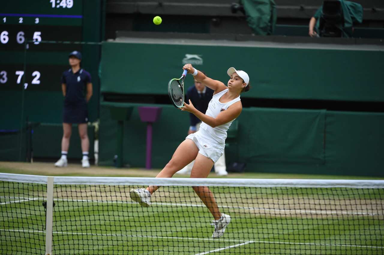 Ash Barty plays a shot during the match
