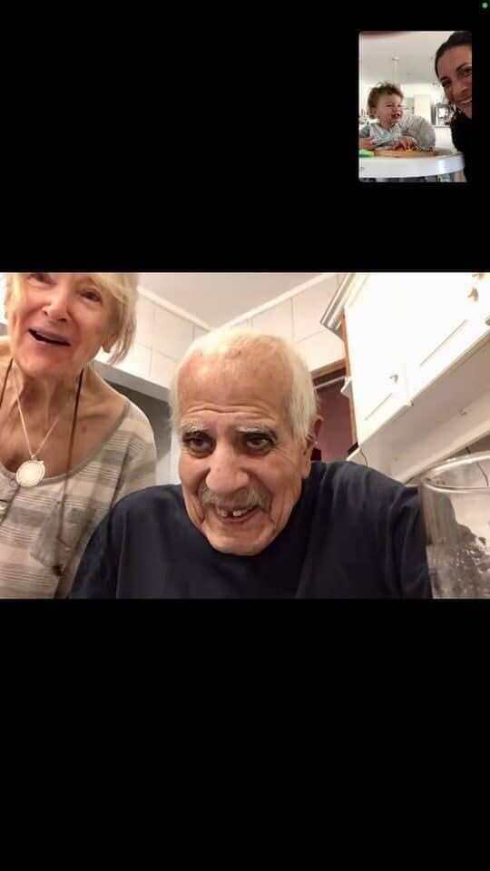 Tamara and her son on a FaceTime call with her parents. 