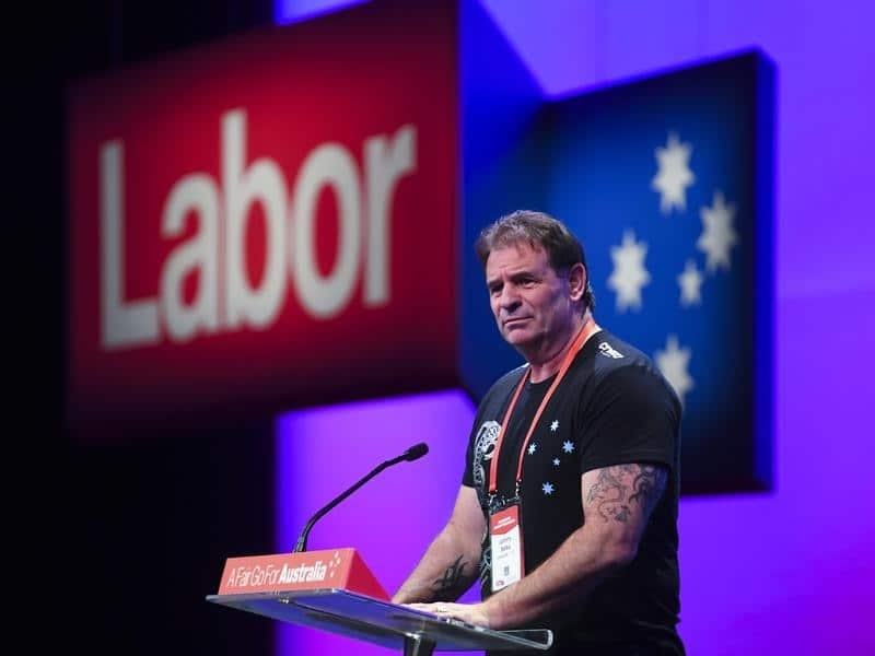 John Setka addresses the Labor Party National Conference in 2018.