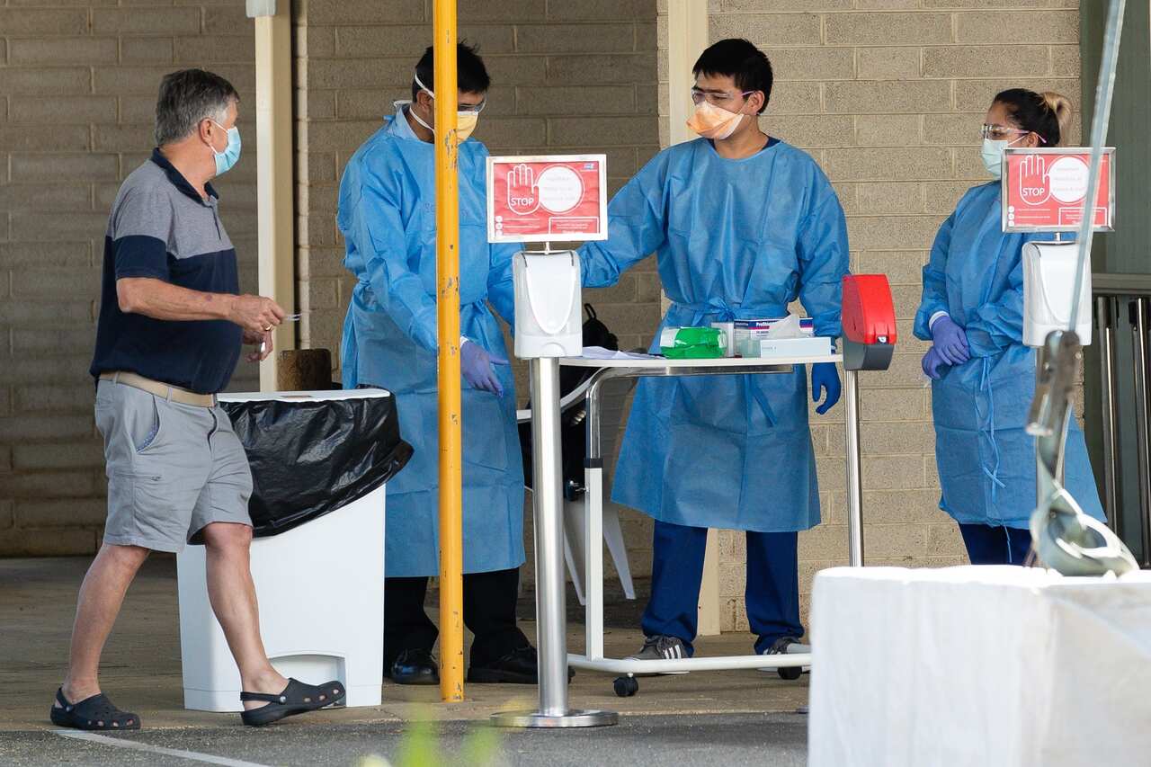 Medical staff at a COVID-19 testing centre at Sir Charles Gairdner Hospital in Perth.