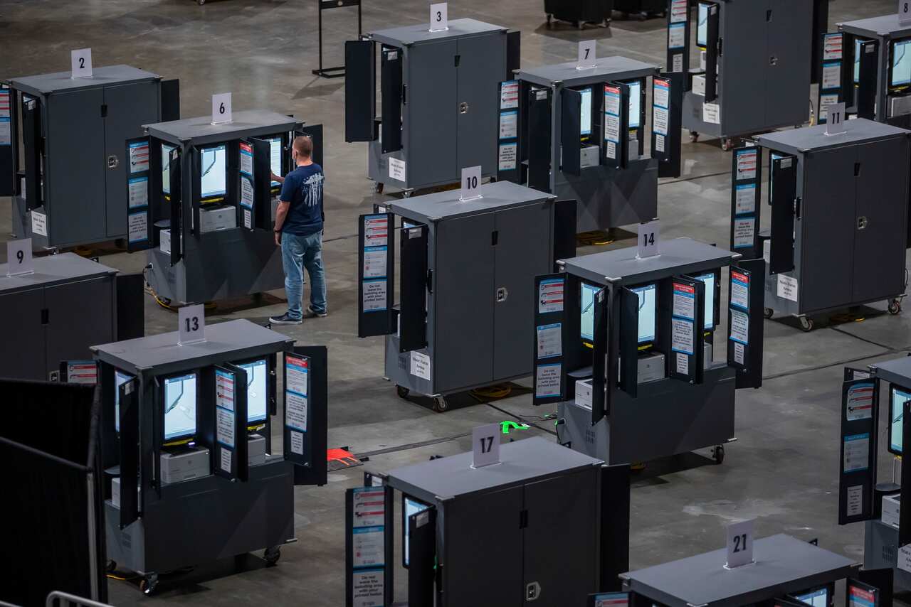 Early voting at State Farm Arena in Atlanta, Georgia.