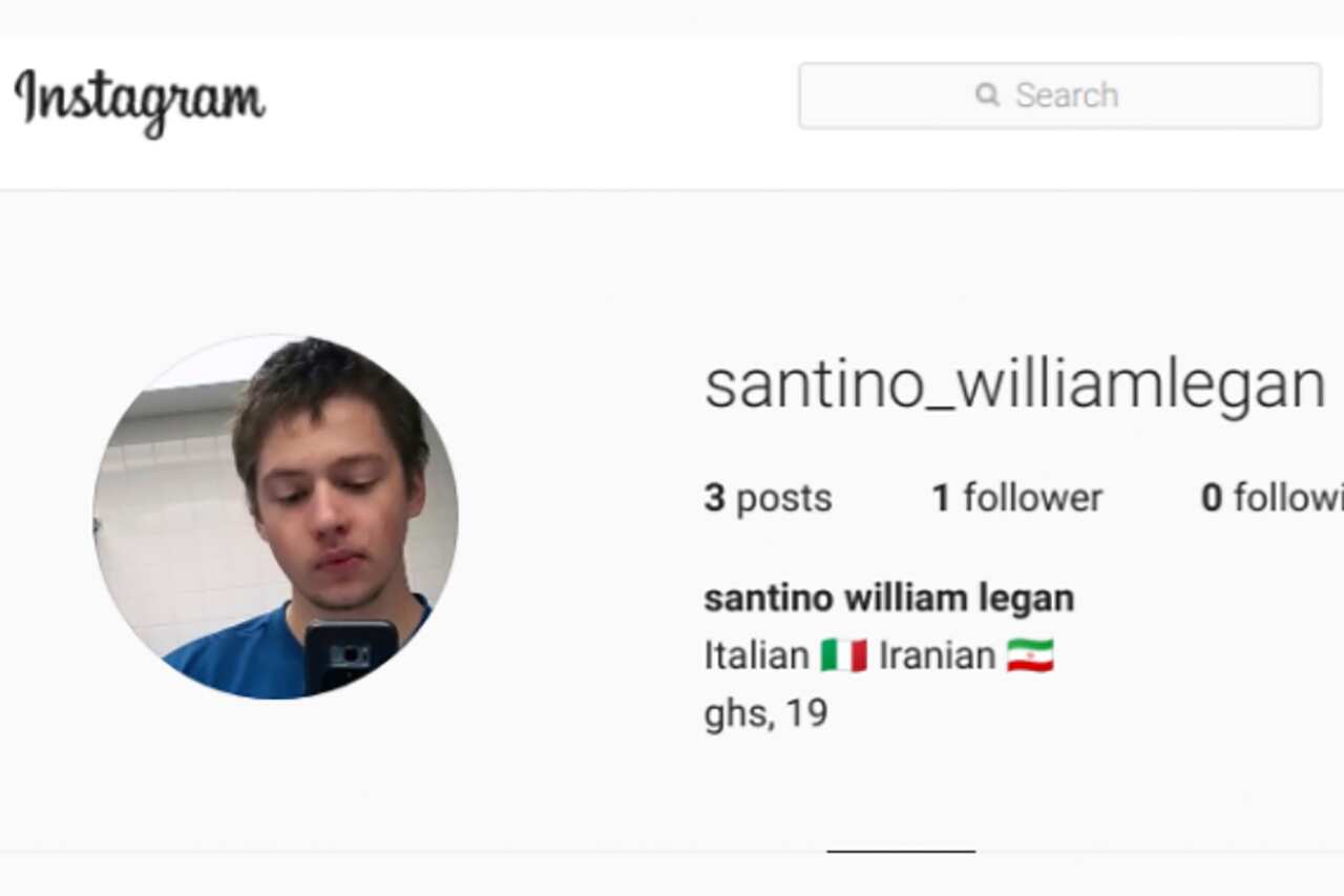 This screenshot of Santino William Legan's Instagram account shows a selfie of Legan, who opened fire at a garlic festival in Gilroy.