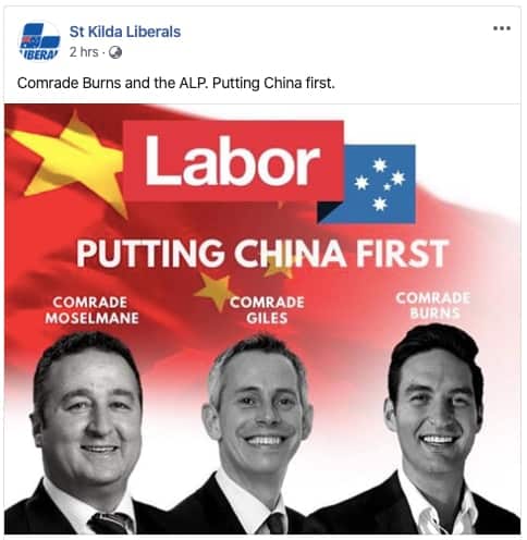 The post from St Kilda Liberals.