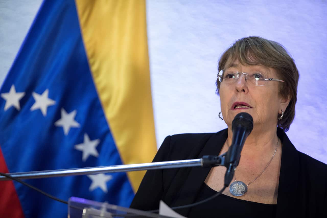 UN High Commissioner for Human Rights Michelle Bachelet after her meeting with Venezuelan President Nicolas Maduro in Caracas, Venezuela.