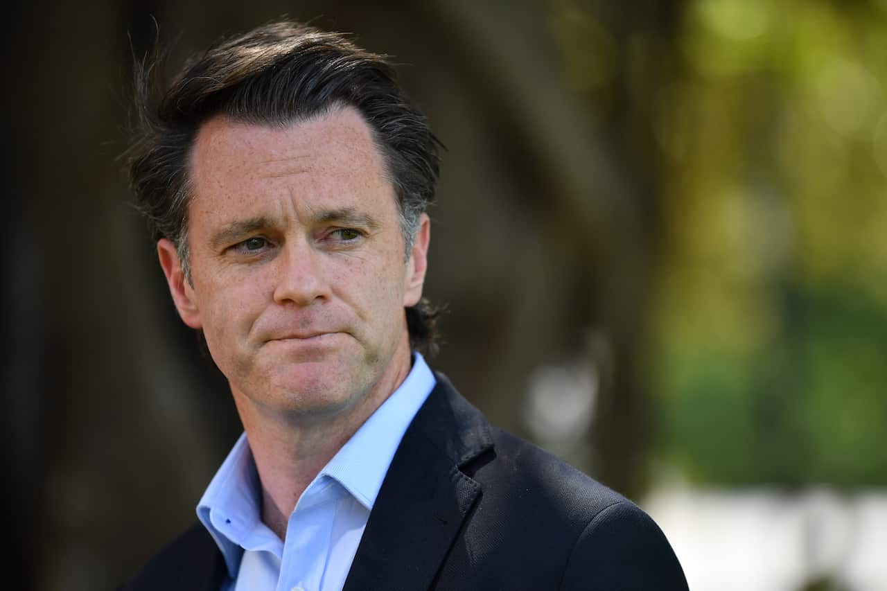 NSW Labor Leader Chris Minns speaks during a press conference at NSW Parliament in Sydney, Monday, October 4, 2021. (AAP Image/Joel Carrett) NO ARCHIVING