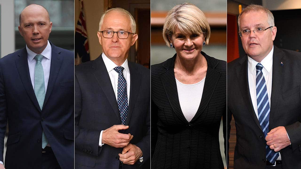 Peter Dutton, Scott Morrison and Julie Bishop are challenging Malcolm Turnbull for the top job.