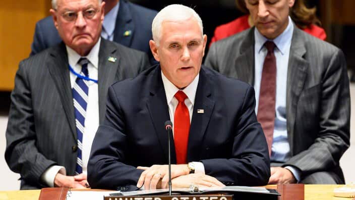 US Vice President Mike Pence seen speaking during the United Nations Security Council