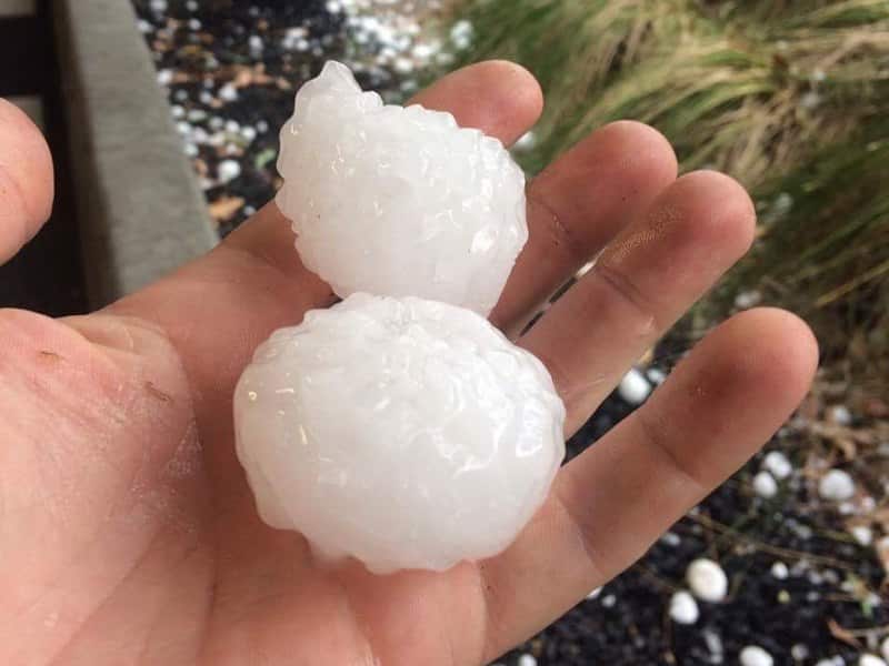 Hailstones seen during a storm in Sydney's west
