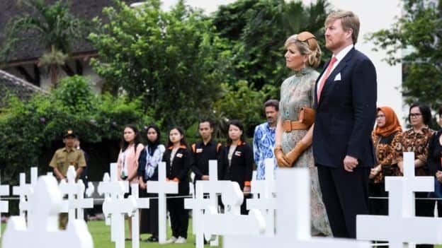 Dutch King Willem Alexander was accompanied by Queen Maxima Zorreguieta Cerruti visit to Ereveld Menteng Pulo, Jakarta.