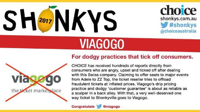 Viagogo was named and shamed for what Choice said were dodgy practices.