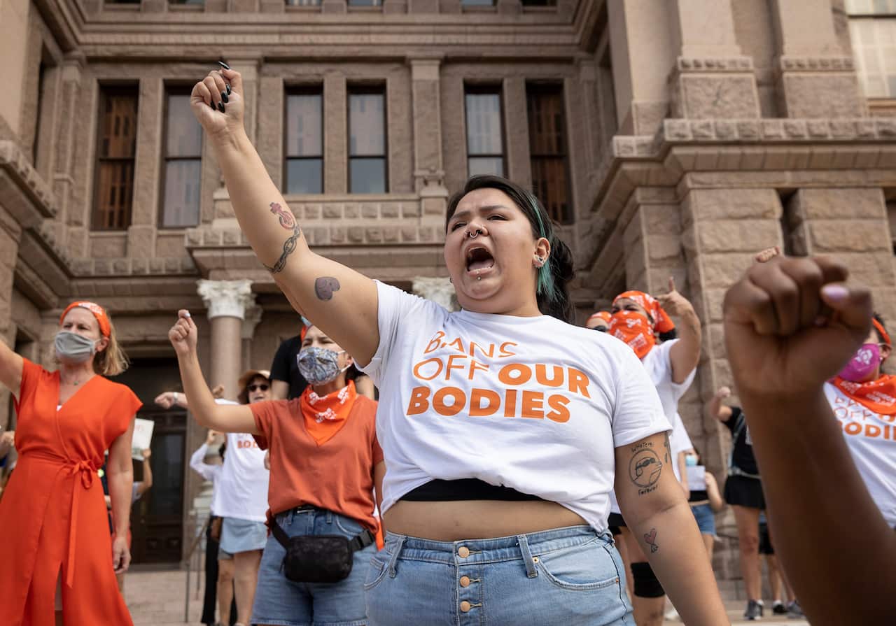 A protest against the six-week abortion ban at the Capitol in Austin, Texas