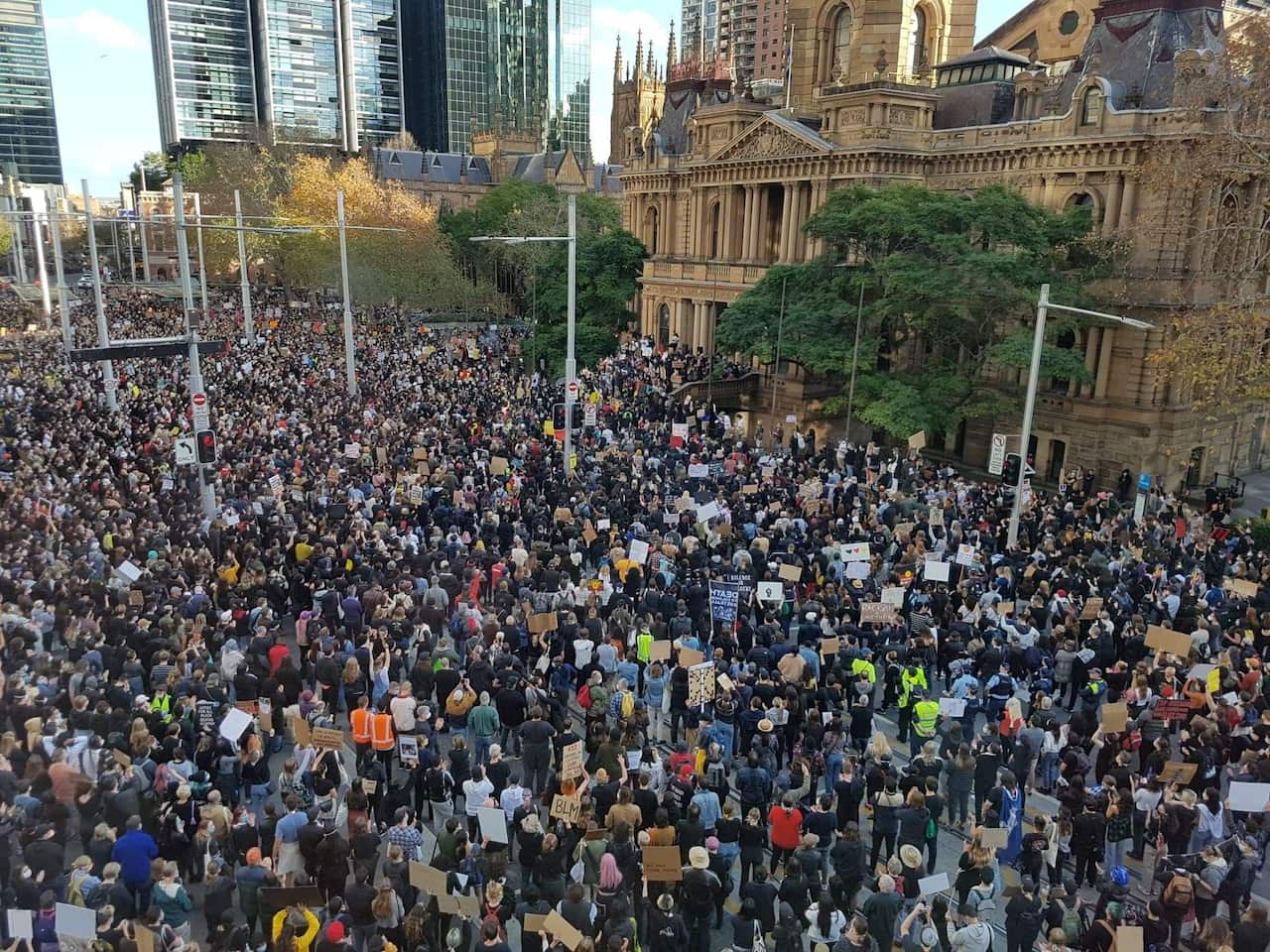 Protesters gathered in Sydney's CBD