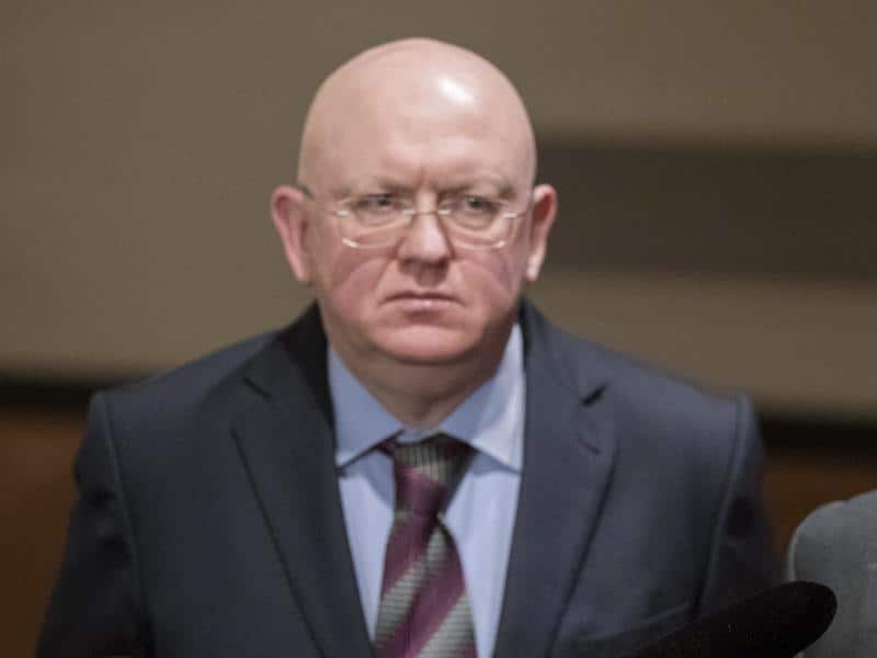 Vassily Nebenzia, left, can't rule out conflict with the US.