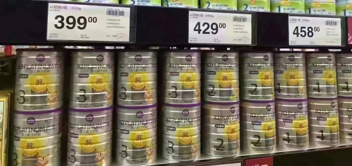A2 baby formula milk in China
