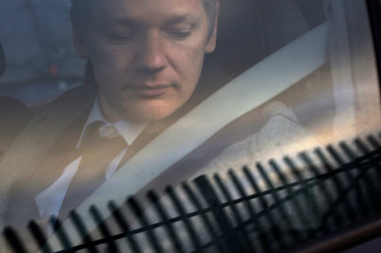 WikiLeaks founder Julian Assange arrives at Belmarsh Magistrate's court in London for an extradition hearing. 